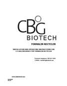 Operator's Manual for 2.5 G Bench Top Formalin Recycler - Manual Drain